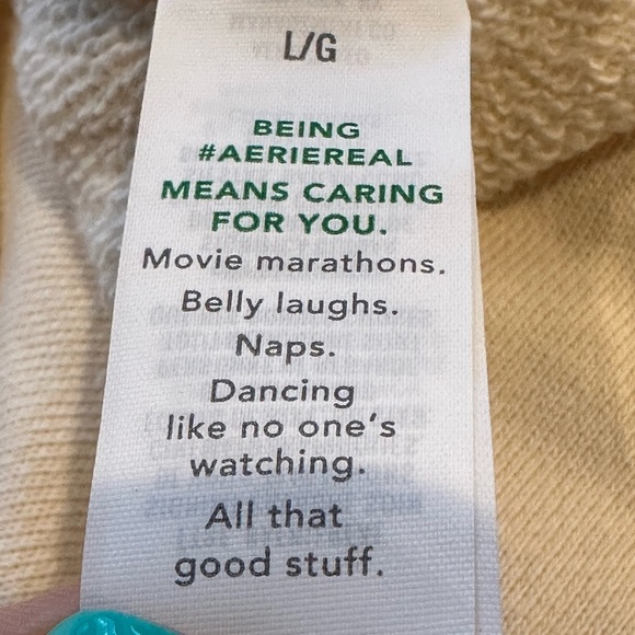 Aerie Oversized Lace Up Crew Sweatshirt in color Cream, size Large - Picture 6 of 15